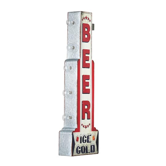 American Art Decor 28" Metal LED Ice Cold Beer Marquee Sign